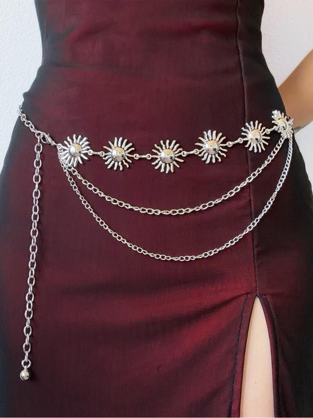 Silver Layered Sun Charm Boho Celestial Bohemian Belt